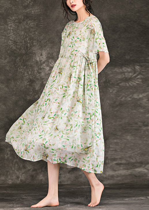 Art Linen Clothes for Boutique Shape O Neck Summer Dresses
