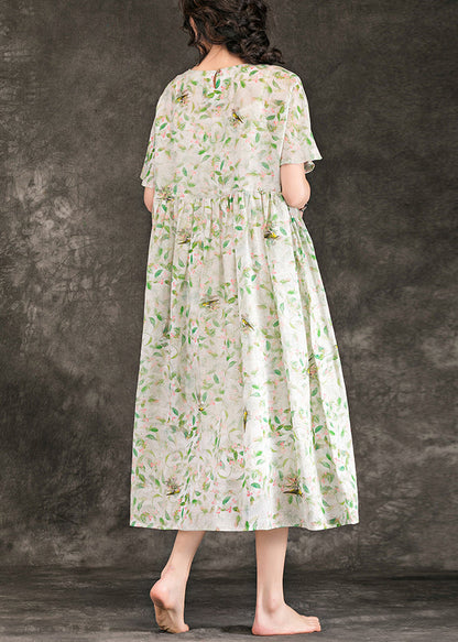 Art Linen Clothes for Boutique Shape O Neck Summer Dresses