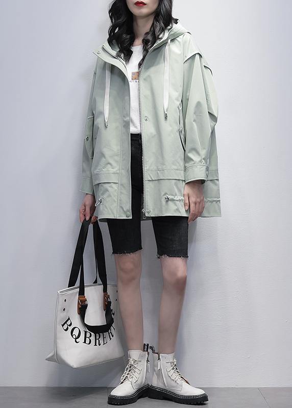 Art Hooded Letter Coats Green Coats