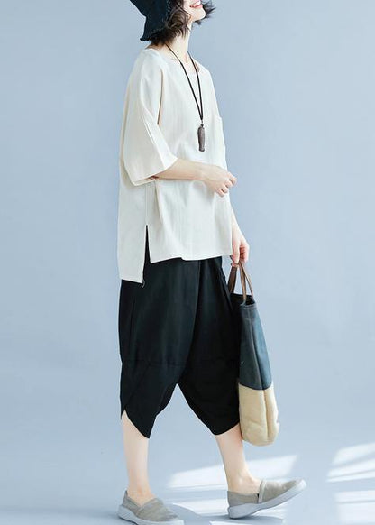 Art Khaki Linen Tunic Pattern Tutorials Hooded Side Open Baggy Summer Shirts