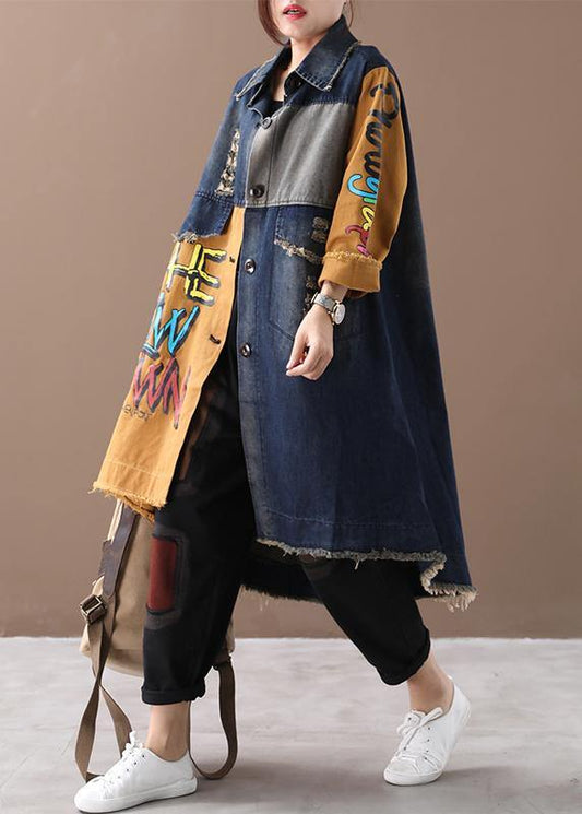 Art Lapel Hole Fine Spring Coats Yellow Letter Clothing Jackets