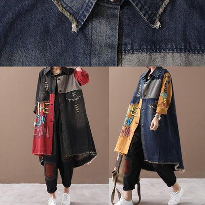 Art Lapel Hole Fine Spring Coats Yellow Letter Clothing Jackets