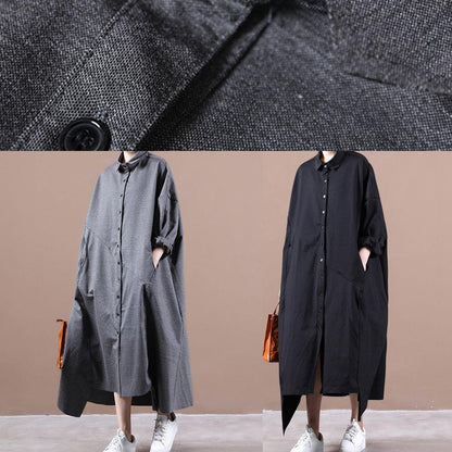 Art Lapel Asymmetric Spring Clothes for Cotton Black Dress