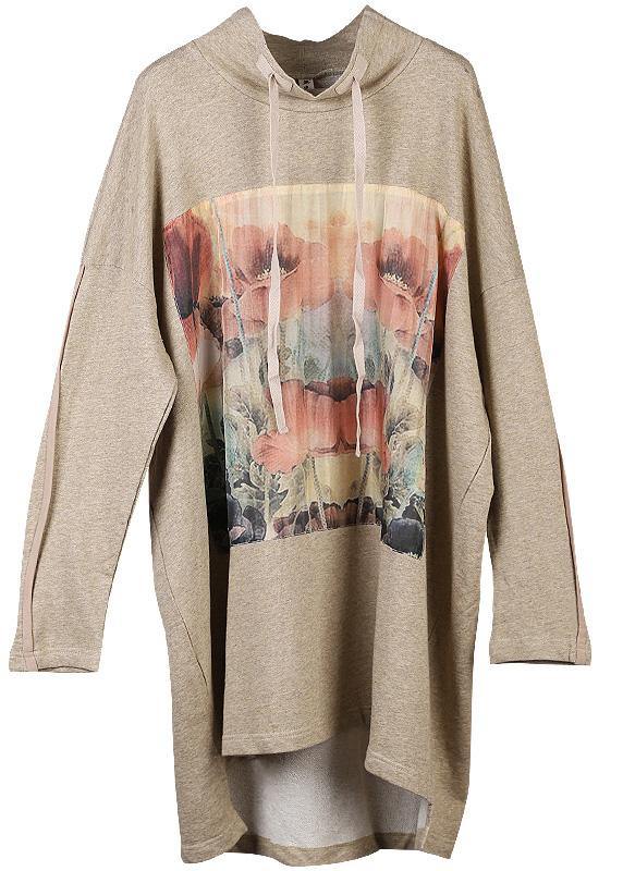 Art Nude Appliques Cotton Clothes High Neck Drawstring Fall Tops