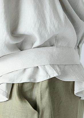 Art White Cotton Shirts Stand Collar Sleeveless Dresses Summer Shirts
