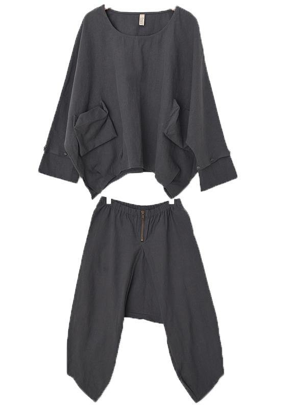 Fall New Black Two-piece Suit Loose Large Size Blouse Tooling Pants