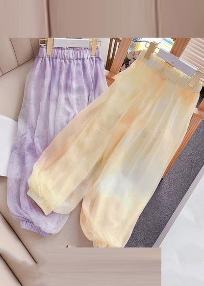 Beach Yellow Elastic Waist Lantern Pants