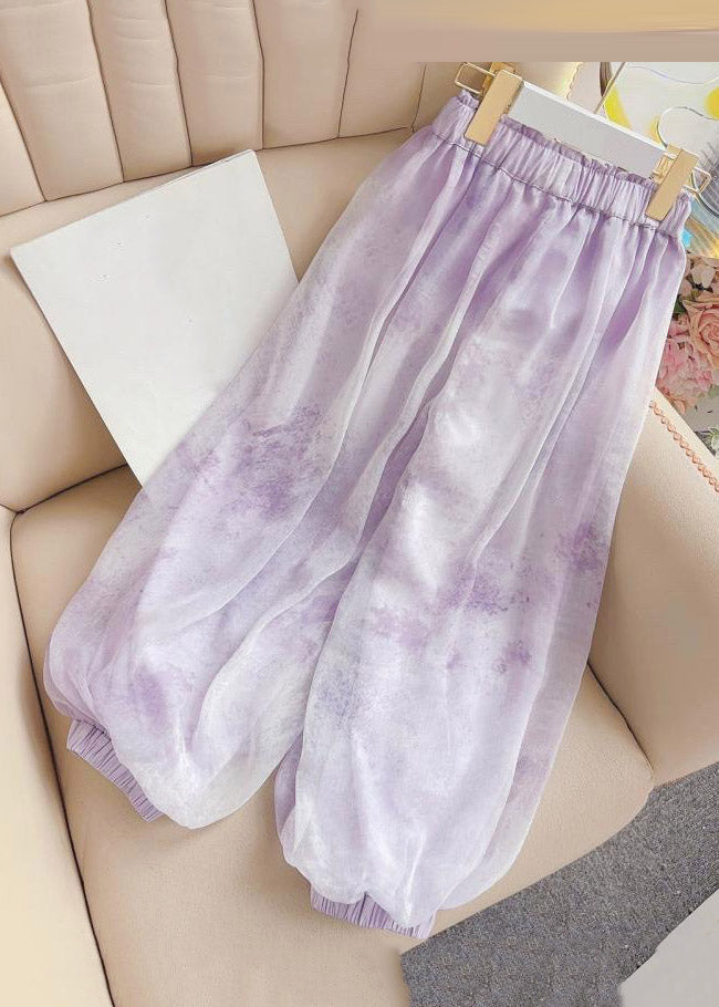 Beach Yellow Elastic Waist Lantern Pants