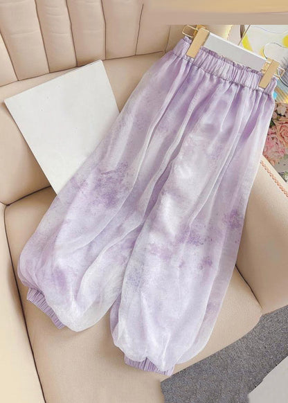 Beach Yellow Elastic Waist Lantern Pants