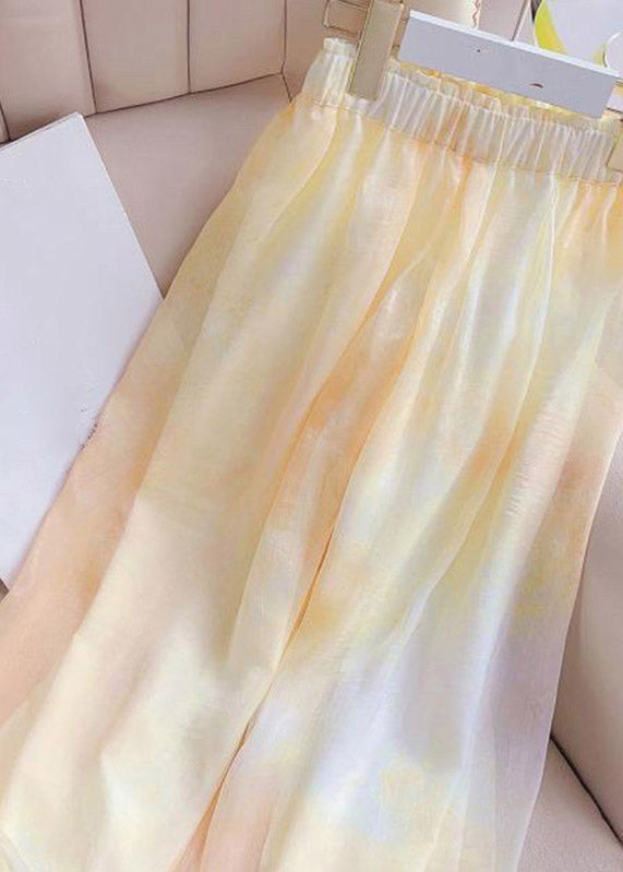 Beach Yellow Elastic Waist Lantern Pants