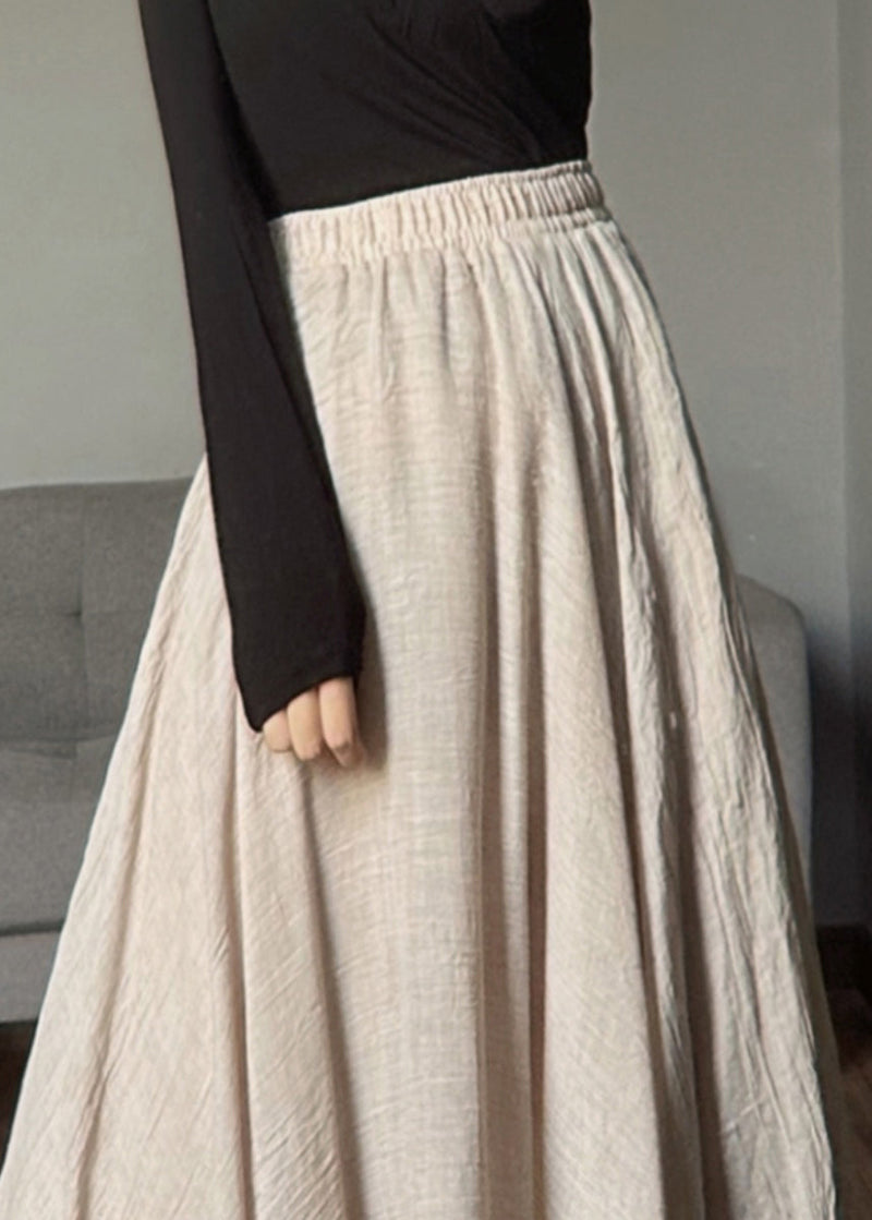 Color Geometry Elastic Waist Exra Large Hem Linen Skirts Spring