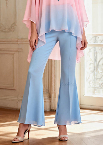Asymmetrical Design Top and Pants Chiffon Two Pieces Set Summer