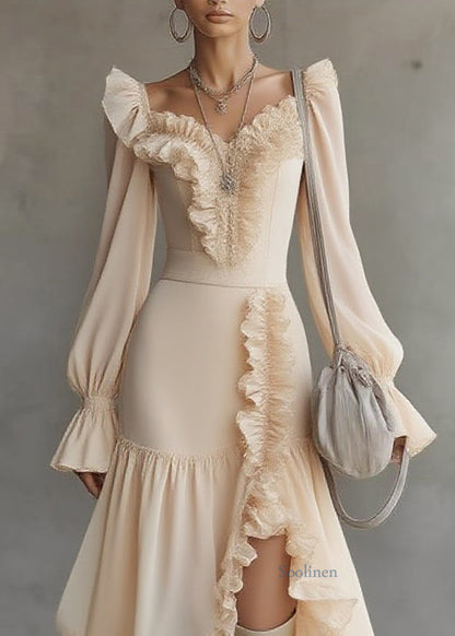 Asymmetrical Ruffled Patchwork Vacation Maxi Dresses Spring