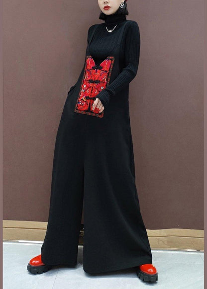 Black Embroidery Pants Unique Spring Shape Wild Pants