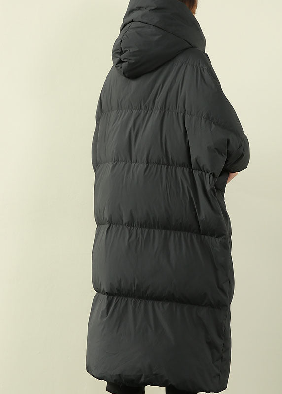 Black Hooded Duck Down Down Coat Winter