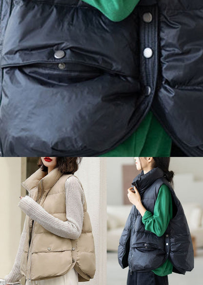 Black Stand Collar Oversized Duck Down Canada Goose Vests Winter