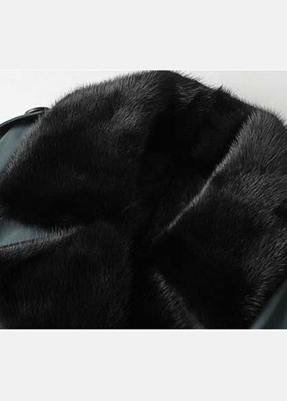 Blue Fox Collar Bouble Breast Pockets Sashes Leather and Fur Lengthen Parkas Winter