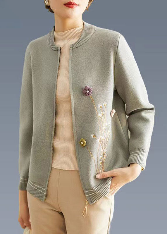 Blue Zip Up Woolen Coat Outwear Long Sleeve