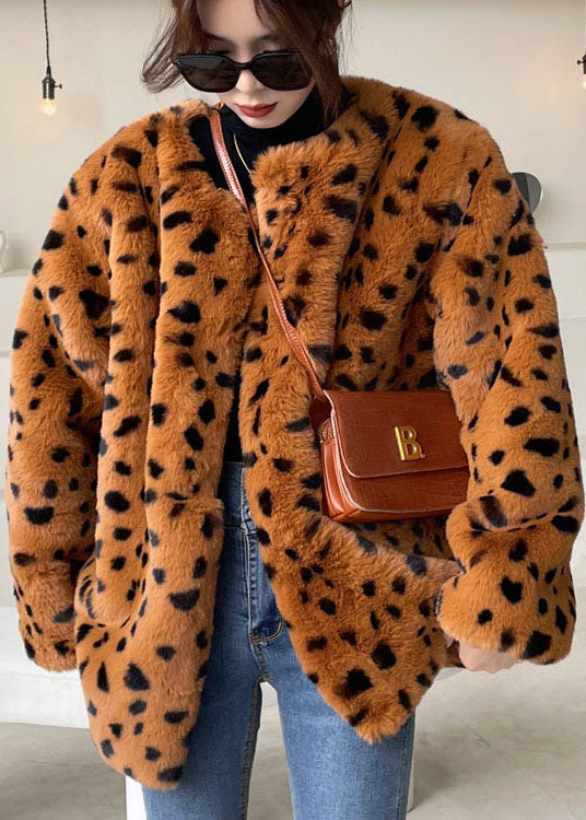 Chocolate Thick Faux Fur Coat Outwear Winter
