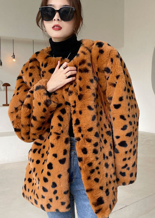 Chocolate Thick Faux Fur Coat Outwear Winter