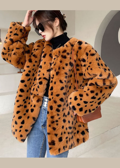 Chocolate Thick Faux Fur Coat Outwear Winter