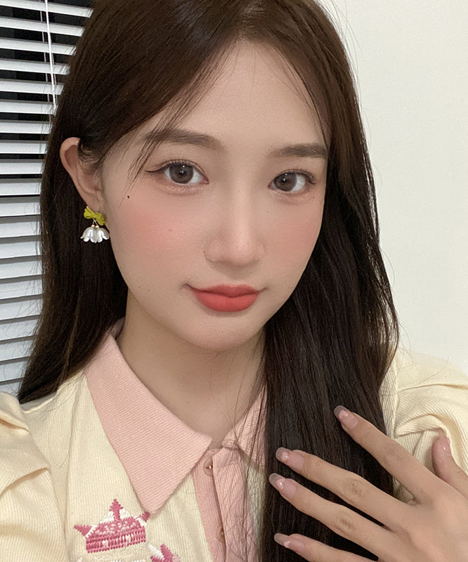 Colorblock Alloy Resin Bow Stud Earrings