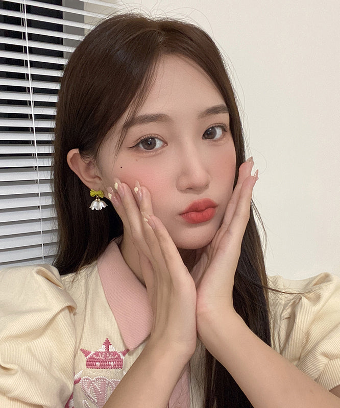 Colorblock Alloy Resin Bow Stud Earrings