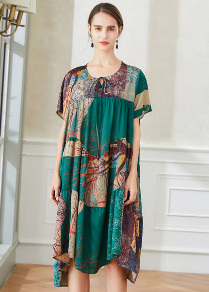 Colorblock Asymmetrical Patchwork Tie Dye Chiffon Dresses Summer
