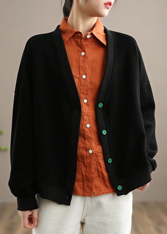 Gray Clothes Pattern V Neck Button Down Spring Outwears