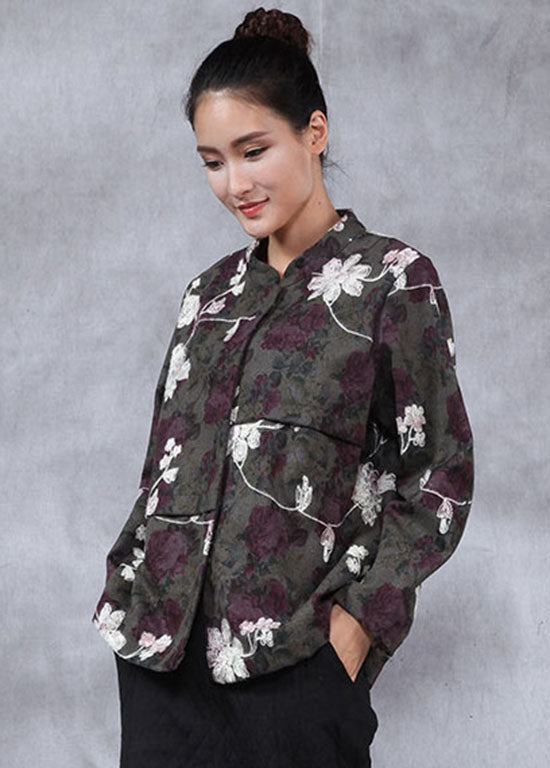 Green Jacquard Patchwork Jackets Winter
