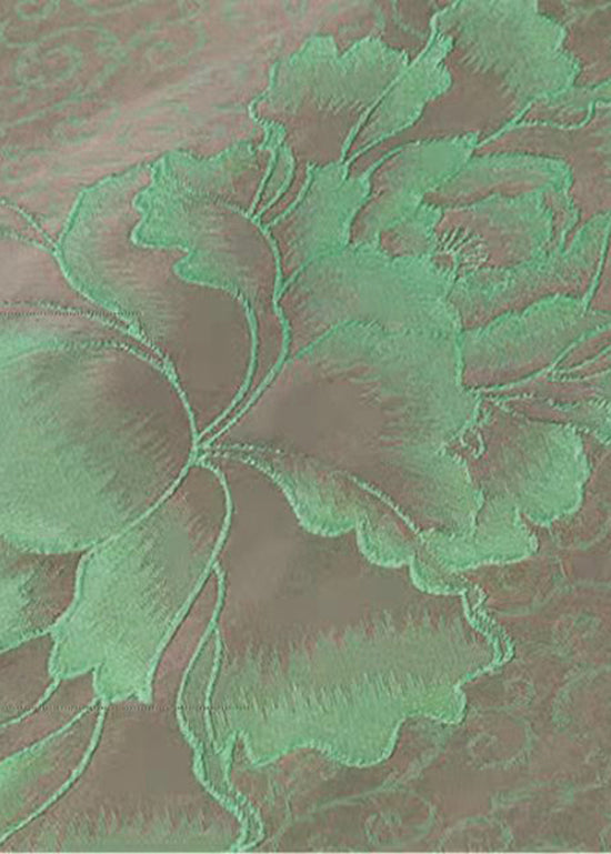 Green-print2 Mandarin Collar Button Print Silk Shirt Top Spring