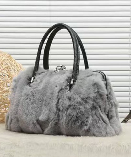 Grey the Rabbit Wool Durable Satchel Handbag