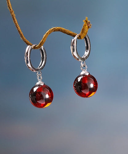 Mulberry Sterling Silver Inlaid Garnet Drop Earrings