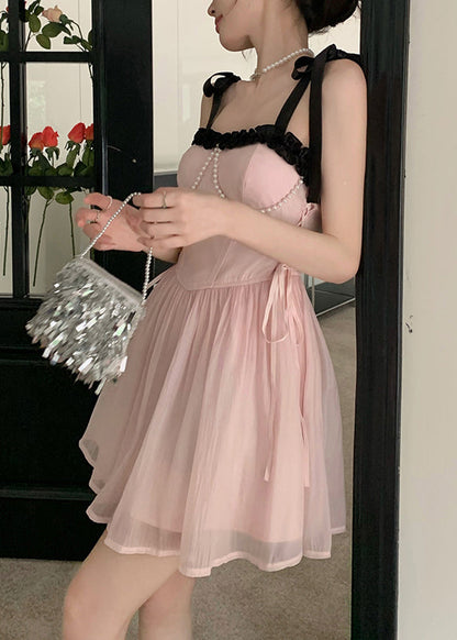 Pink Patchwork Chiffon Princess Dress Summer