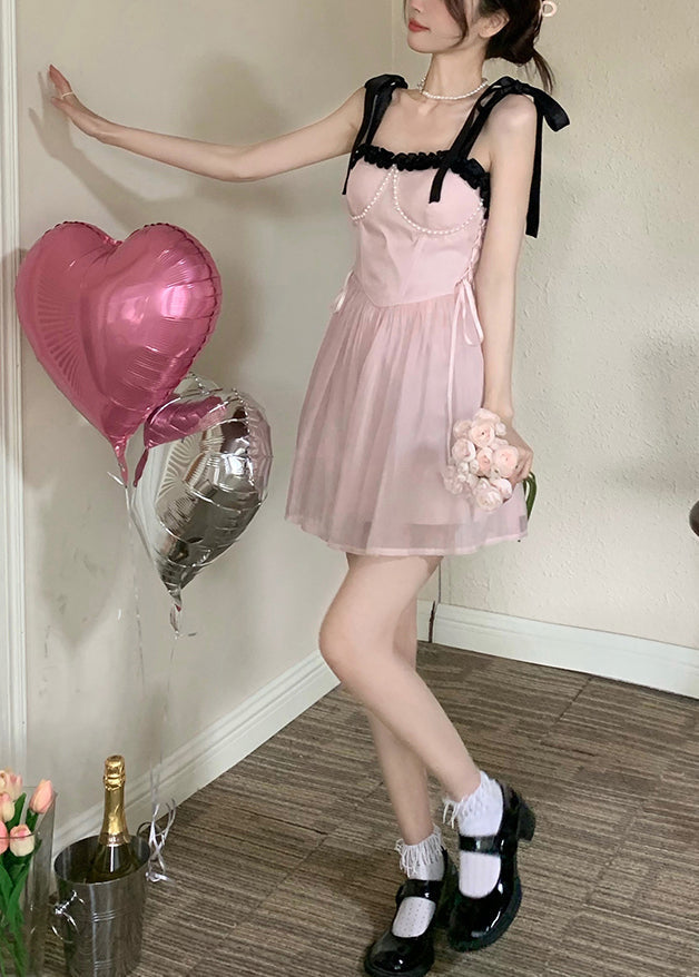 Pink Patchwork Chiffon Princess Dress Summer