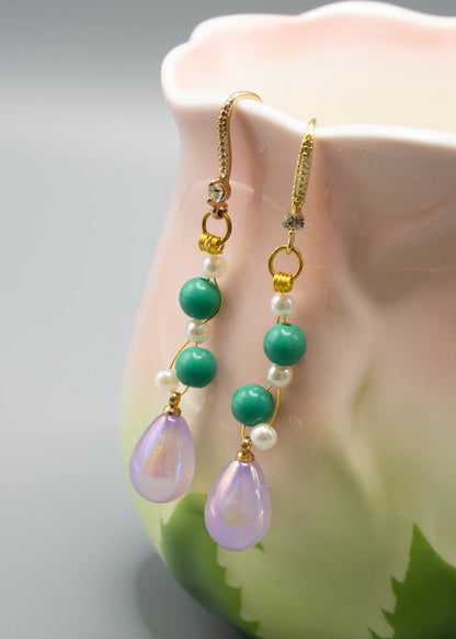Pink Water Droplet Acrylic Drop Earrings