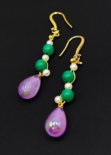 Pink Water Droplet Acrylic Drop Earrings