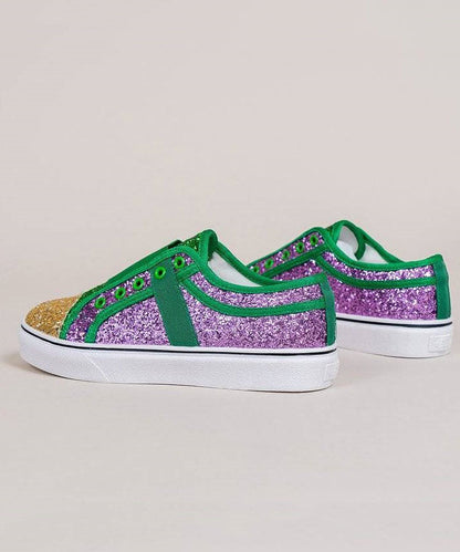 Purple Canvas Flat Feet Shoes Splicing Sequins