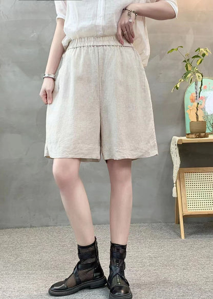 Purple Oversized Pockets Linen Shorts Pants Summer