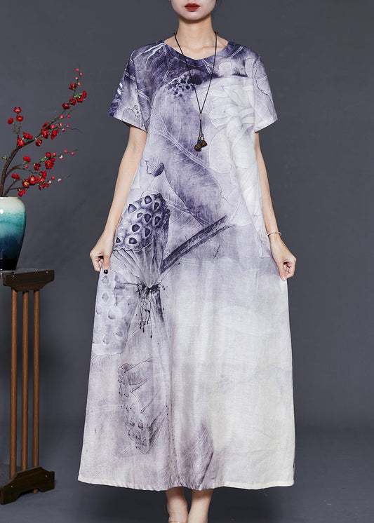 Purple Tie Dye Cotton Long Dress Summer