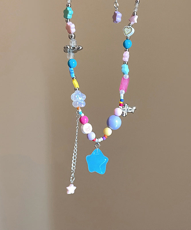 Beads Resin Copper Rainbow Pendant Necklace Love Tassel