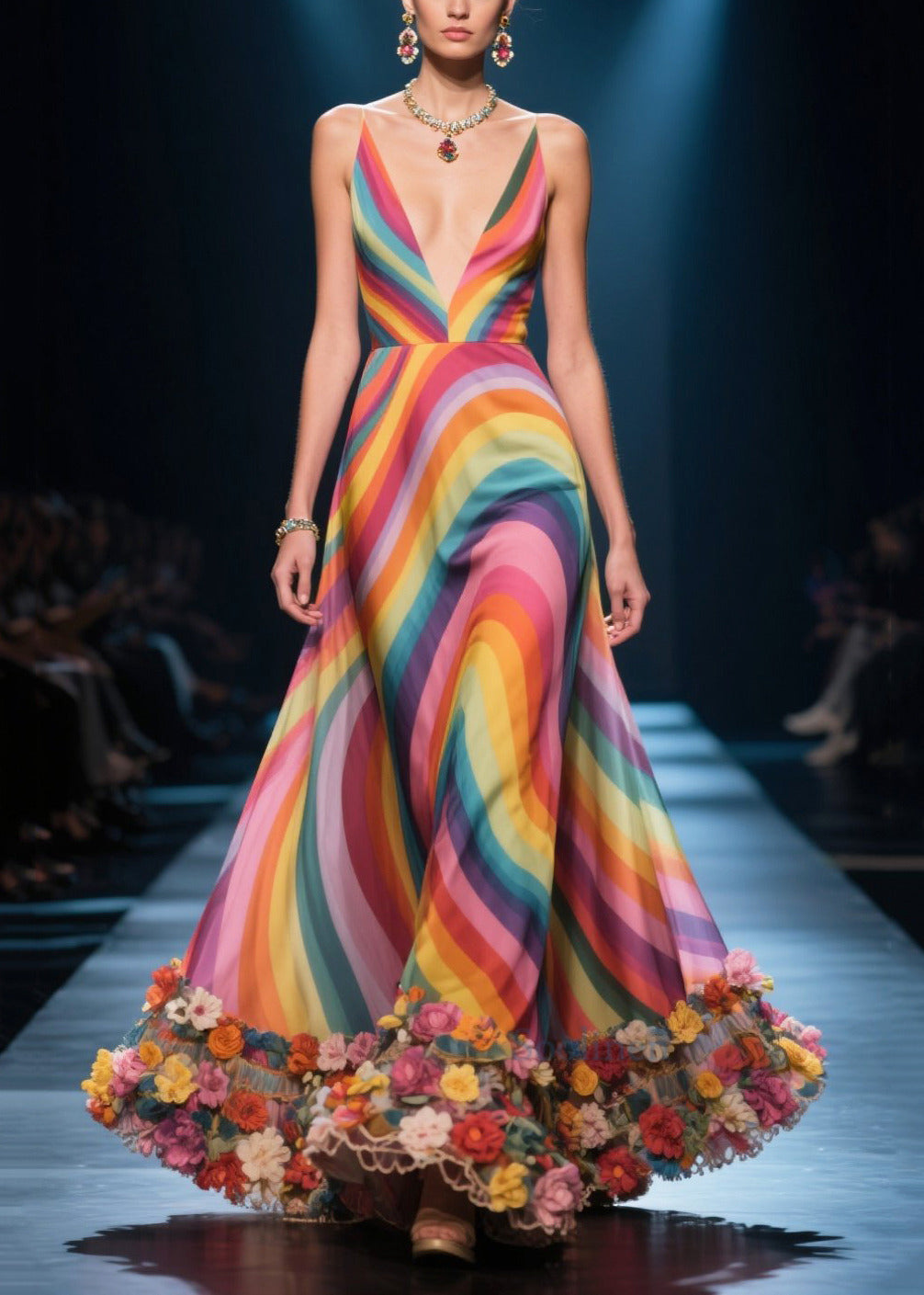 Rainbow Decorated Silk Vestidos Dress Summer