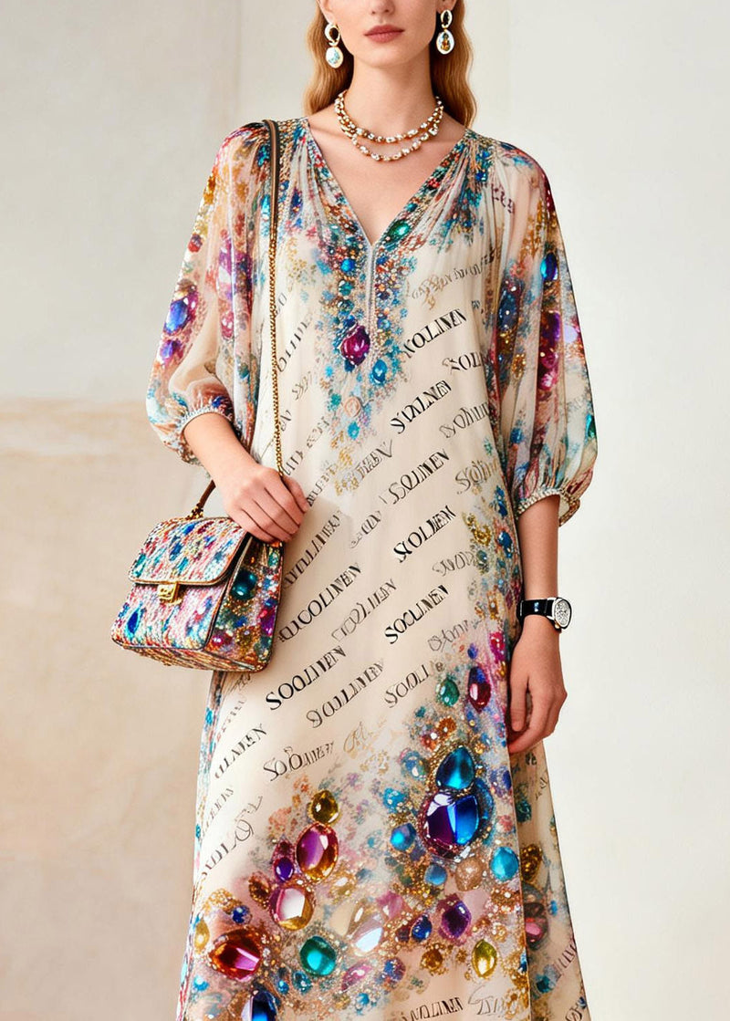 Rainbow Print Holiday Maxi Dress Summer
