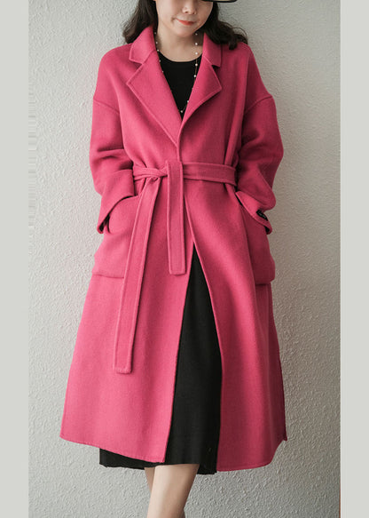 Rose Peter Pan Collar Sashes Woolen Coats Winter