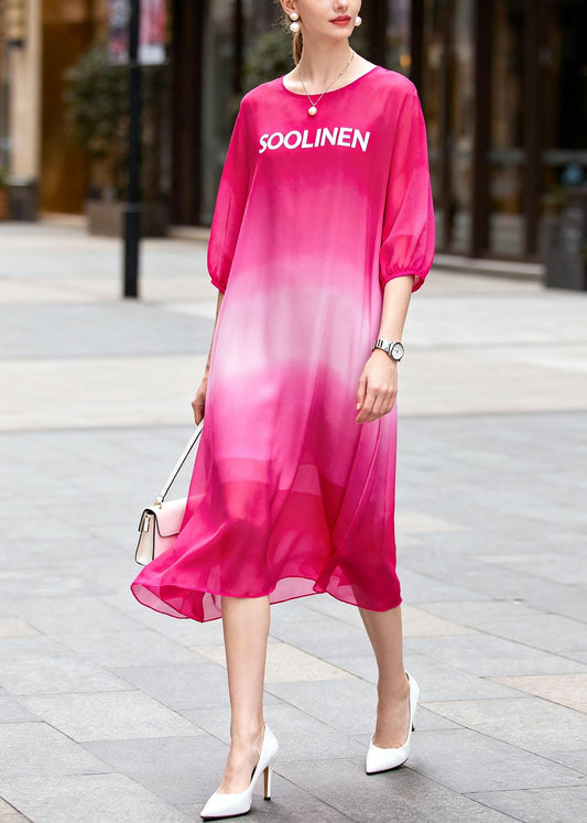 Rose Tie Dye Chiffon Tea Dresses Summer