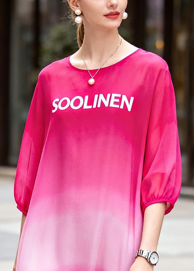Rose Tie Dye Chiffon Tea Dresses Summer
