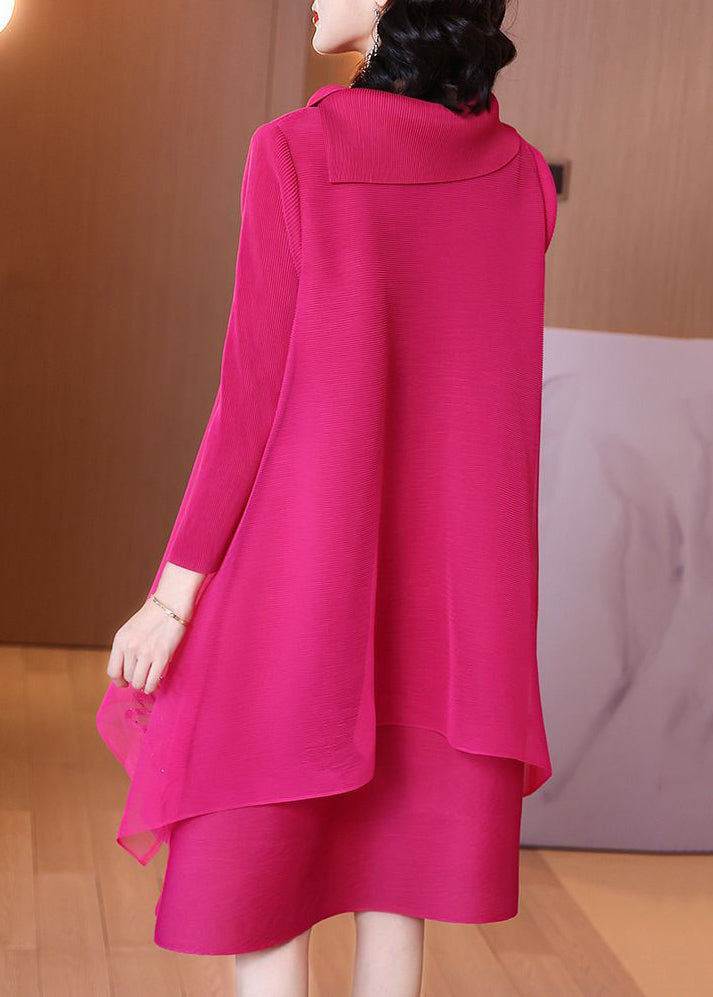 Rose Turtleneck Zircon Patchwork Tulle Dresses Spring