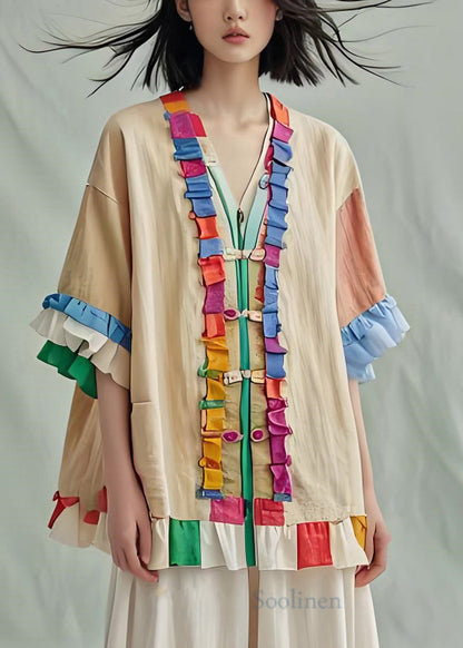 Ruffled Patchwork Cotton Loose Coat Summer