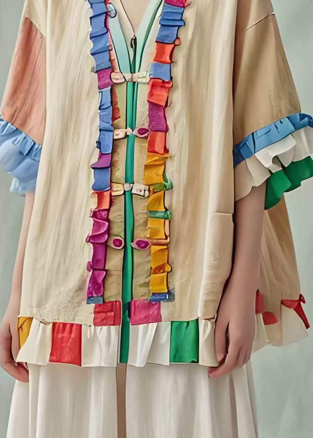 Ruffled Patchwork Cotton Loose Coat Summer