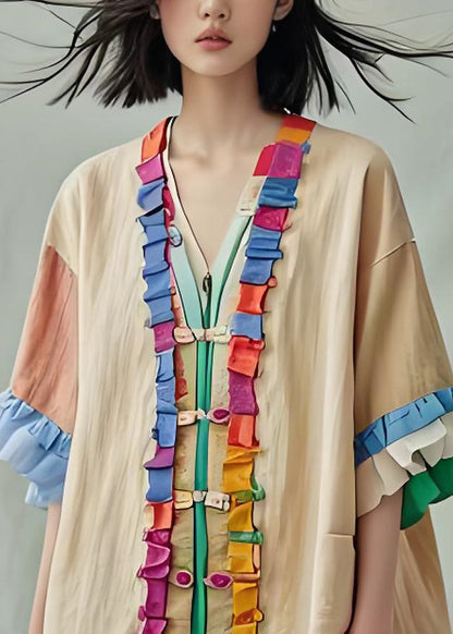 Ruffled Patchwork Cotton Loose Coat Summer